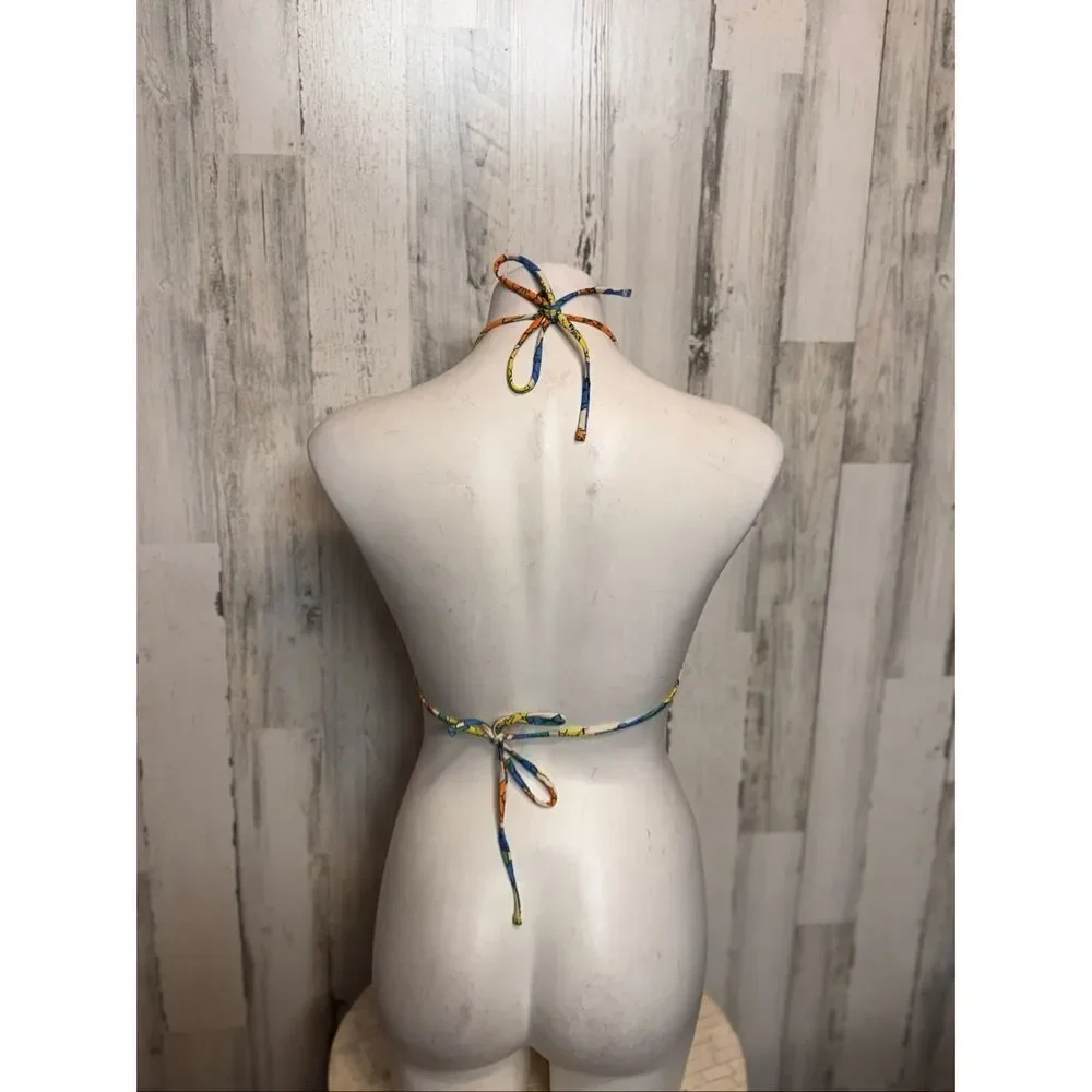 Multicolor Floral Triangle Bikini Top – Size Medium